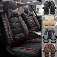 5 Seats Full Set Car Seat Covers, Waterproof Luxury Leather Cushion Protectors, 40/60 Split Front and Rear Bench Seat, Auto A...