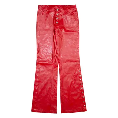 FANTY Leather Look Womens Trousers Red Regular Bootcut W28 L31