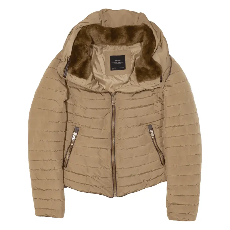ZARA Puffer Jacket Brown Womens XS