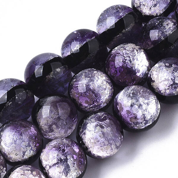 Handmade Silver Foil Glass Lampwork Beads Strands