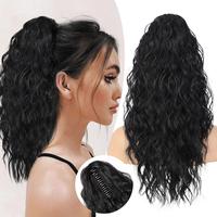 Effortlessbeauty Ponytail Extension, 18 Inch Claw Clip Ponytail Extension for Women Long Curly Wavy Synthetic Hairpiece for D...