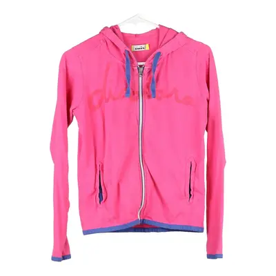 Age 12 Diadora Spellout Hoodie - XL Pink Cotton Blend
