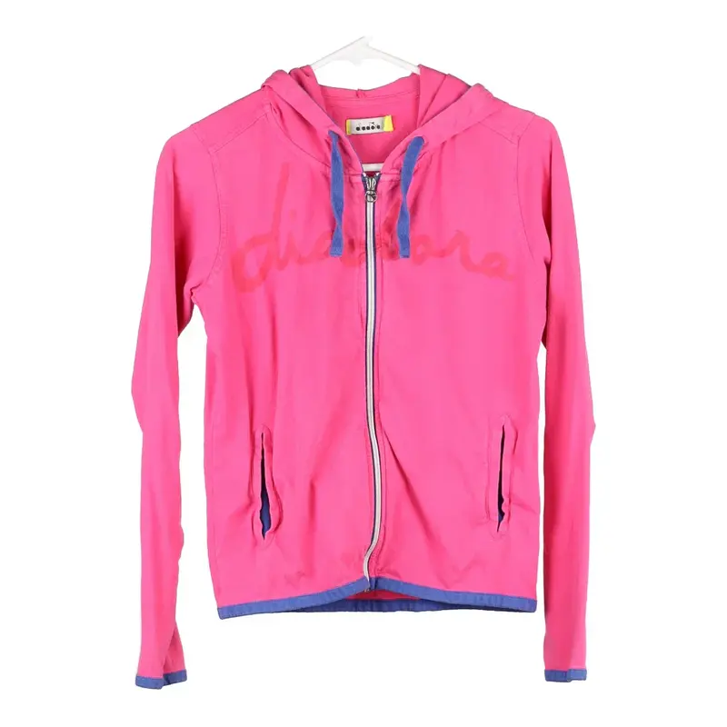 Age 12 Diadora Spellout Hoodie - XL Pink Cotton Blend