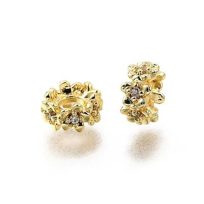 Brass Micro Pave Cubic Zirconia Beads