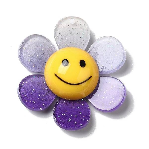 Acrylic Big Pendants with Glitter Powder