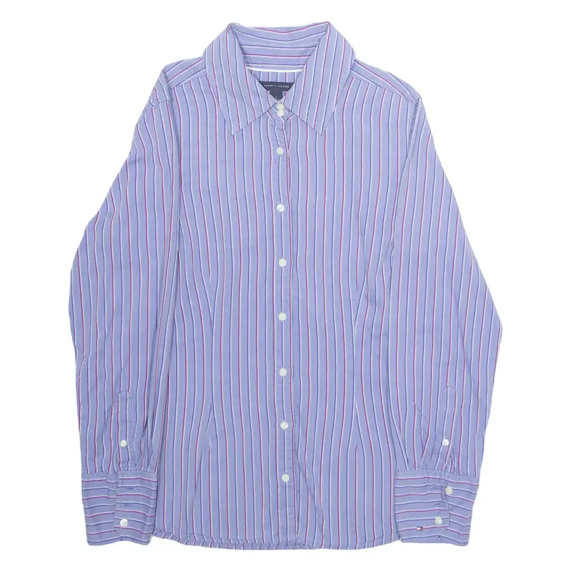TOMMY HILFIGER Womens Shirt Purple Striped Long Sleeve M