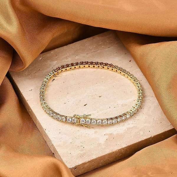 Brass Micro Pave Clear Cubic Zirconia Bracelets for Women