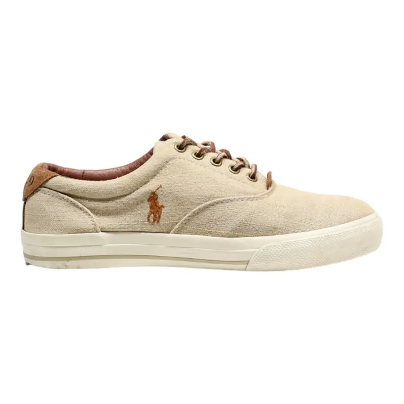 POLO RALPH LAUREN Low Top Trainers Beige Canvas Womens UK 7.5