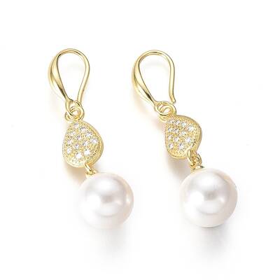 Shell Pearl Dangle Earrings