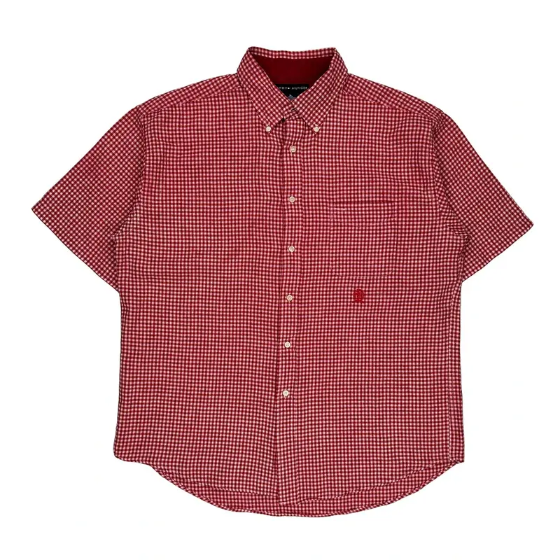 Tommy Hilfiger Checked Short Sleeve Shirt - XL Red Cotton Blend | Size: x-large