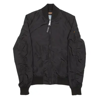 ALPHA INDUSTRIES Mens Bomber Jacket Black Nylon USA S