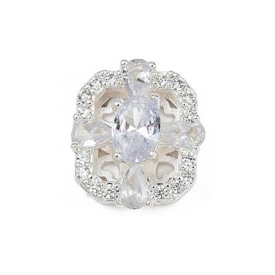 Hollow Rack Plating Brass Clear Cubic Zirconia Beads