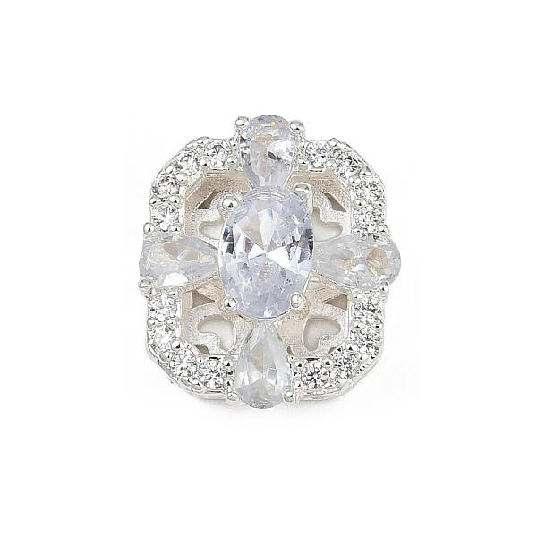 Hollow Rack Plating Brass Clear Cubic Zirconia Beads