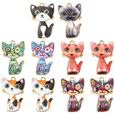 10Pcs Alloy Enamel Pendants