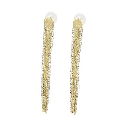 Cubic Zirconia Chains Tassel Earrings