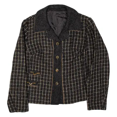 FABIANI Blazer Knit Jacket Grey Wool Check Womens S