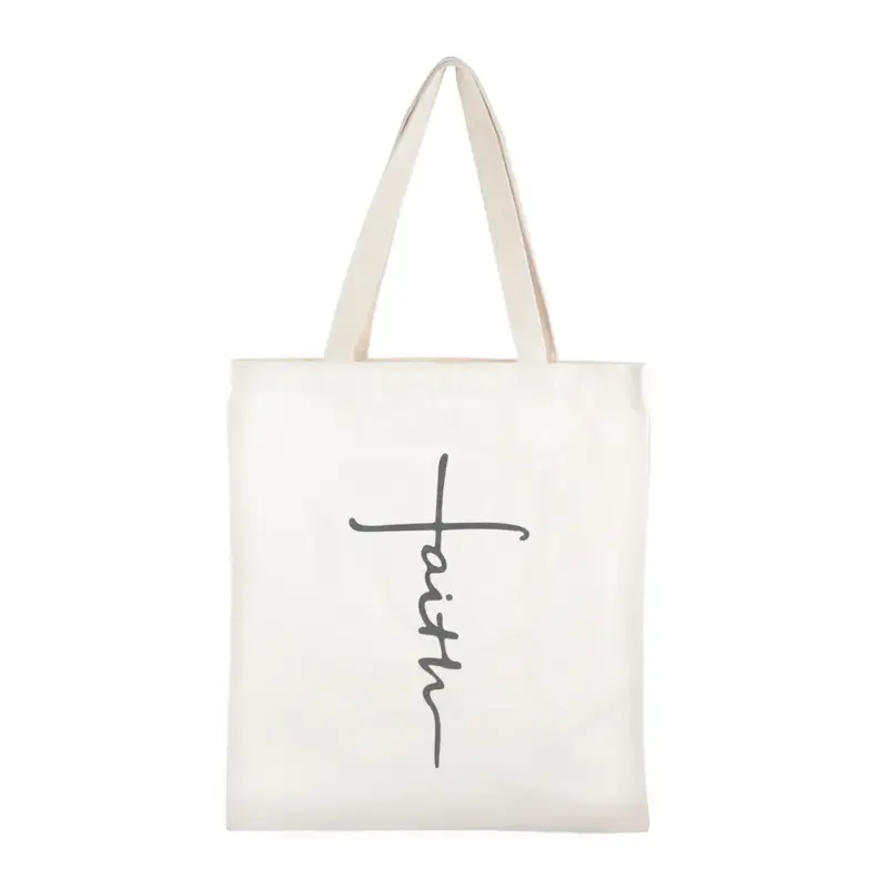 Women's Tote Bag - Faith Print Tote Bag for Women with Simple \
