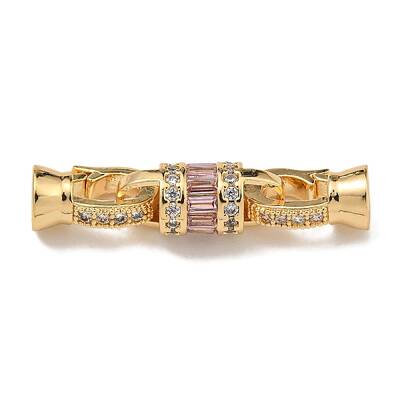Brass Micro Pave Cubic Zirconia Fold Over Clasps