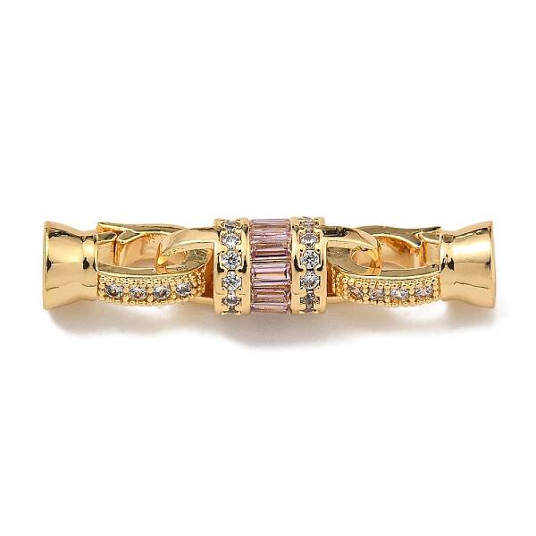 Brass Micro Pave Cubic Zirconia Fold Over Clasps
