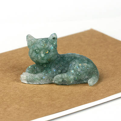 Natural Green Aventurine Cat Display Decorations
