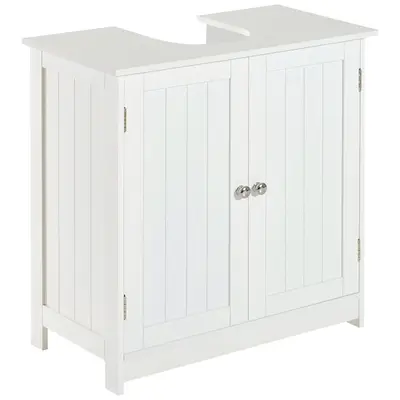 HOMCOM Under Sink Bathroom Cabinet with 2 Doors and Shelf, Pedestal Sink Bathroom Vanity Cabinet