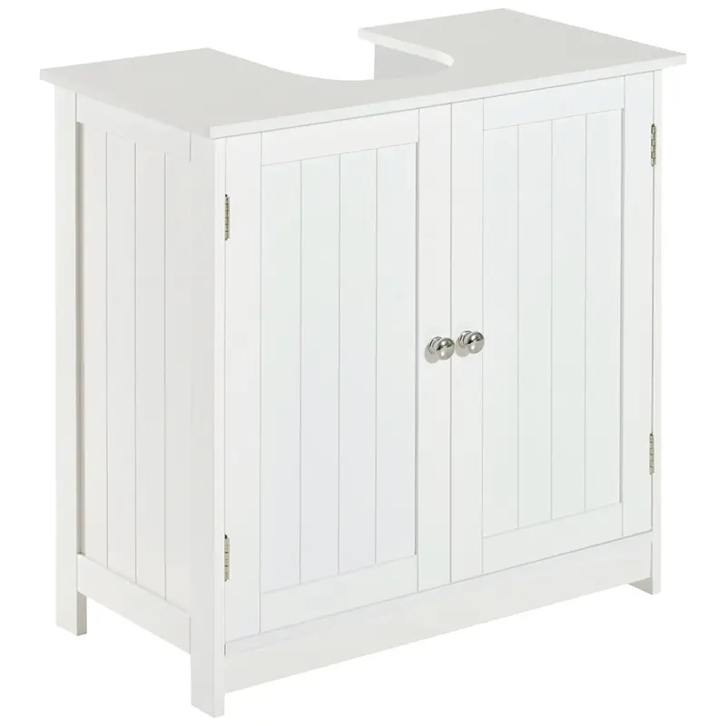 HOMCOM Under Sink Bathroom Cabinet with 2 Doors and Shelf, Pedestal Sink Bathroom Vanity Cabinet