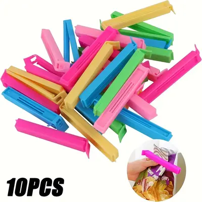 Random Color Food Bag Clip for Food Storage, 10pcs Portable Food Fresh-keeping Sealing Clamp, Reusable Moisture-proof and Dus...