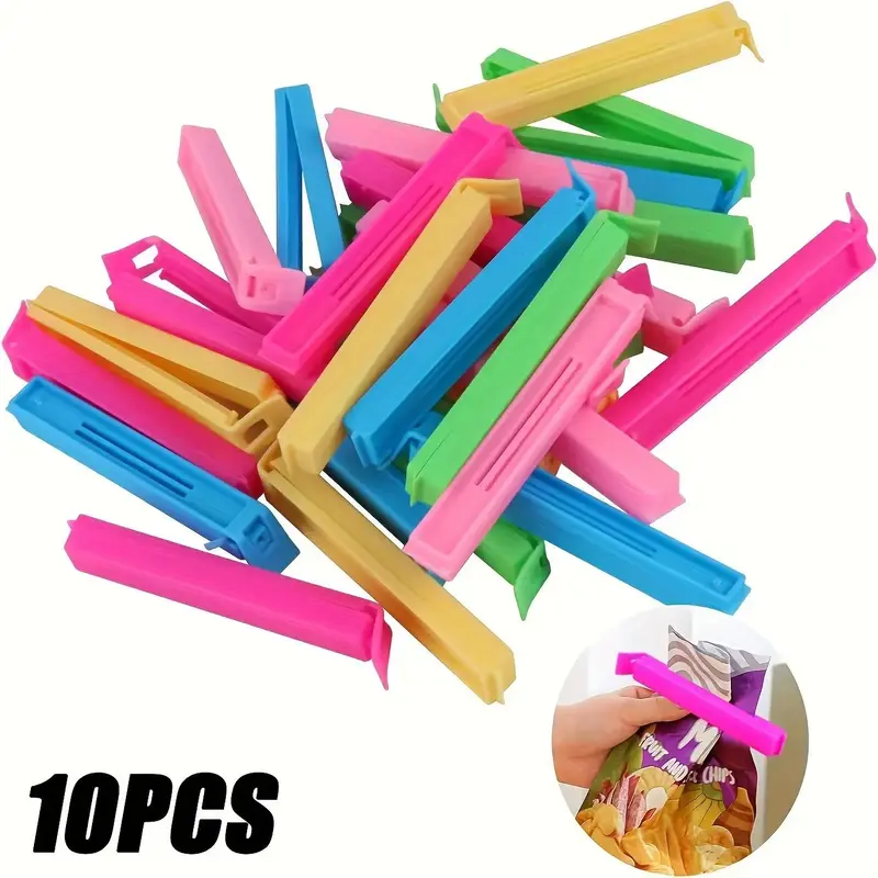 Random Color Food Bag Clip for Food Storage, 10pcs Portable Food Fresh-keeping Sealing Clamp, Reusable Moisture-proof and Dus...