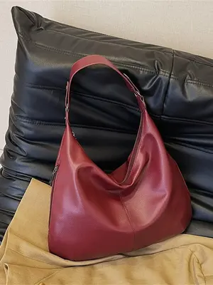 Women's Solid Color Shoulder Bag, Fashionable Large Capacity Tote Bag for Daily Used, Casual Trendy Versatile High-quality Da...