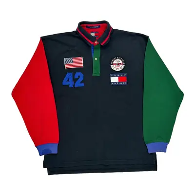 Tommy Hilfiger Rugby Shirt - Large Black Cotton