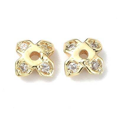 Brass Pave Clear Cubic Zirconia Bead Caps