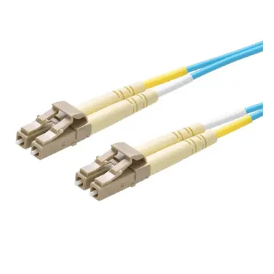 45884 Monoprice MM OM4 Fiber Optic Cable LC-LC UL 2mm 50/125 OFNR Duplex Aqua 11m