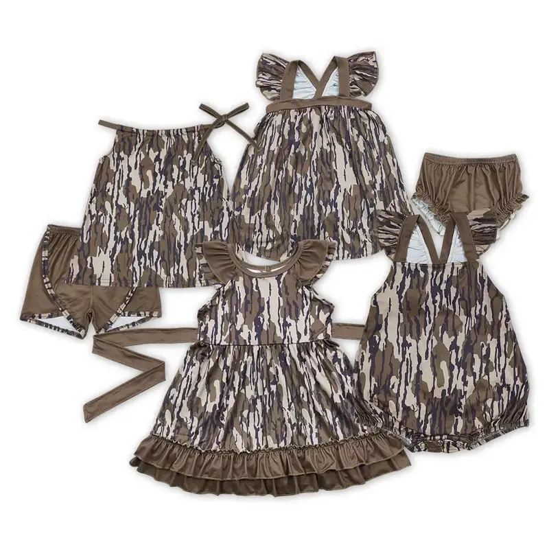 Girls Camo Flutter Sleeved Dress