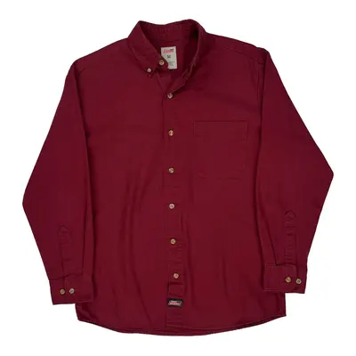 Dickies Shirt - Medium Burgundy Cotton Blend