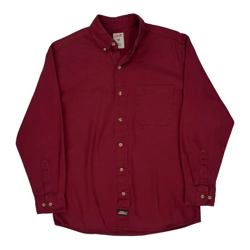 Dickies Shirt - Medium Burgundy Cotton Blend