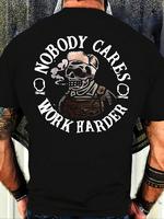 Unisex's Letter & Skull Print Round Neck Tee, Regular Fit Street Fashion Short Sleeve T-shirt for Daily Wear, Men's Summer Cl...