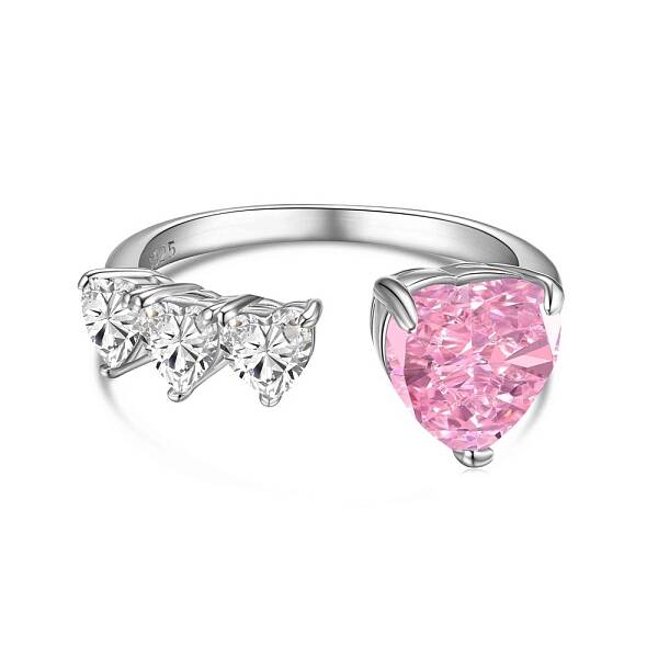 Anti-Tarnish Rhodium Plated 925 Sterling Silver Heart Open Cuff Ring
