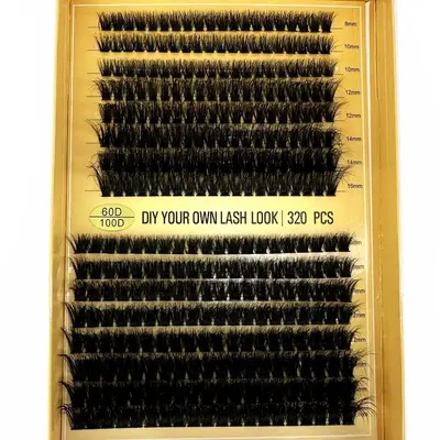 D Curl Mixed Size Individual Eyelash Kit False Eyelashes, 1 Set Natural Look Diy Eyelash Clusters for Eyelash Extensions, Sof...