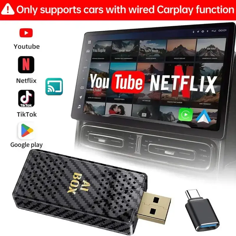 【Yurnlv】Mini Al Box -Streaming Netflix/Youtube/Tiktok/Google Play/Screen Mirror to your car! 3 in 1 Wireless CarPlay and ...