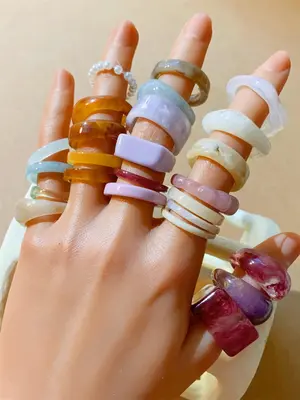 Resin Promise Rings, Summer Rings, Chunky Aesthetic Trendy Colorful Cute Stackable Rings Jewelry, Vintage Jewelry, Summer Jew...