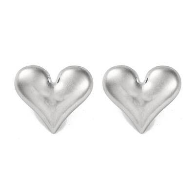 304 Stainless Steel Heart Stud Earrings