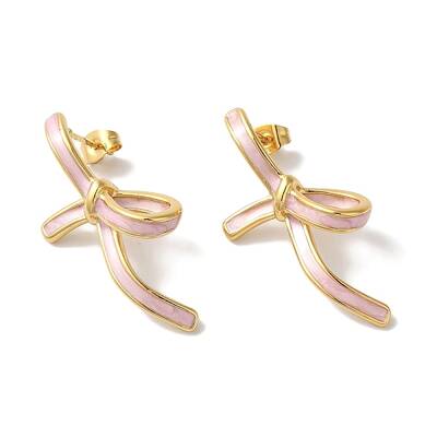 Bowknot Golden Ion Plating(IP) 304 Stainless Steel Stud Earrings for Women
