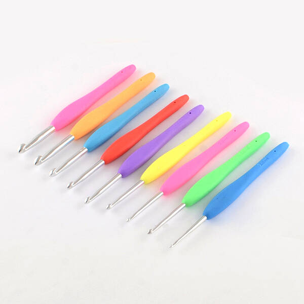 Aluminum Crochet Hooks with Rubber Handle Covered