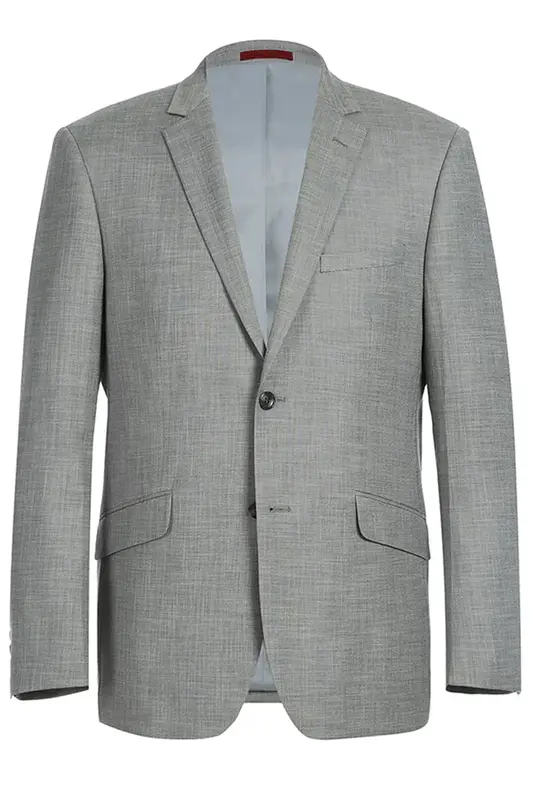 Light Grey Slim Fit Two Button Men's Suit - Two Piece Hack Pocket