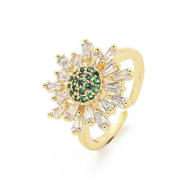 Brass Micro Pave Cubic Zirconia Cuff Rings