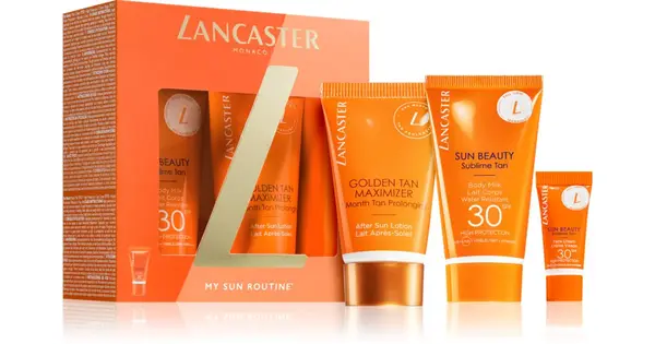Lancaster Sun Beauty women's gift pack body milk to prolong your tan 30 ml + body milk SPF 30 face protective cream SPF 30
