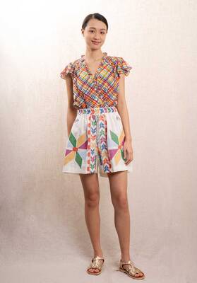 Shorts 210127 White-Multi-Gre | Color: WHITE MULTI GRE | Size: S
