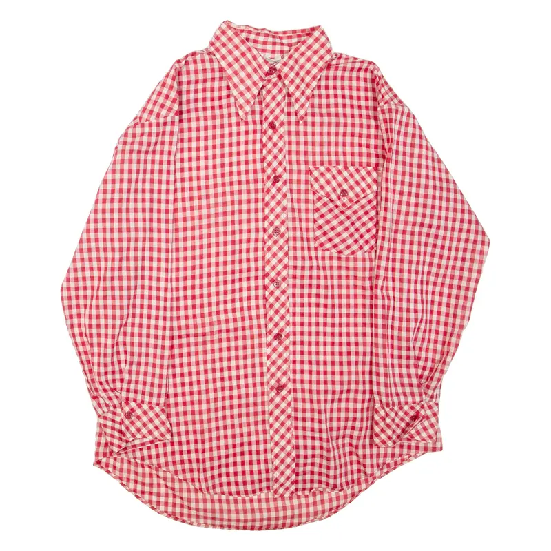 Mens Shirt Red Gingham Long Sleeve L