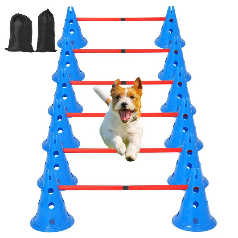 Garvee Dog Agile Hurdle Cone Set, Dog Agile Training Equipment 4-Height Adjustable Obstacle with Storage Bag, for Beginners &...
