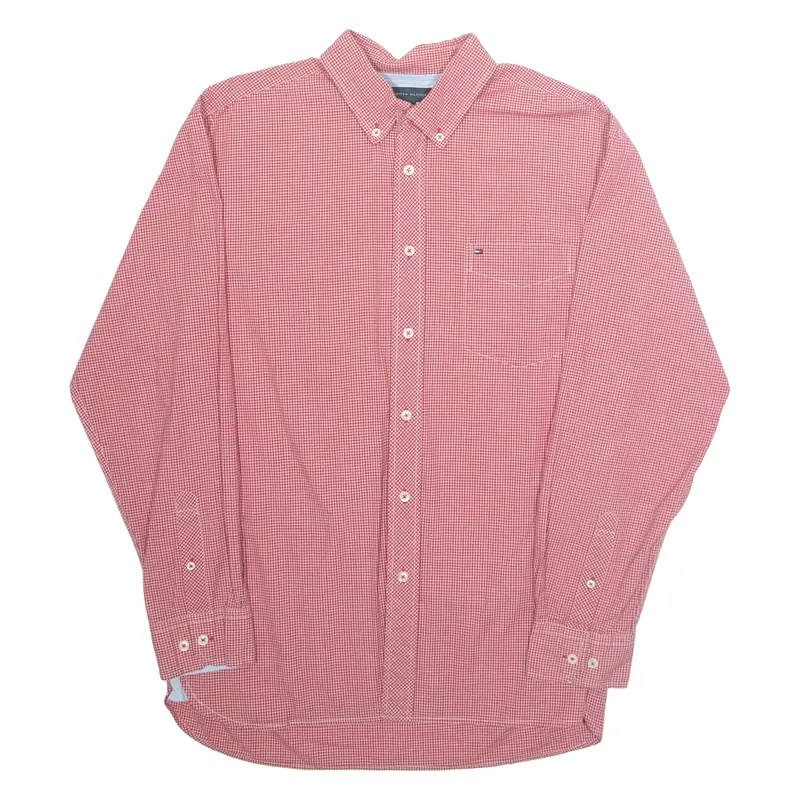 TOMMY HILFIGER Mens Shirt Red Gingham Long Sleeve L
